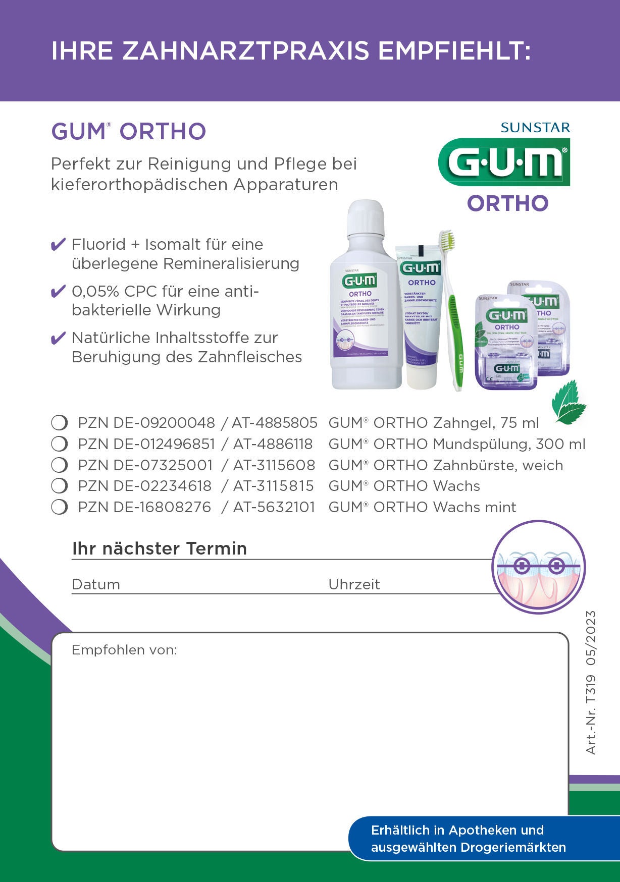 Empfehlungsblock  - GUM® ORTHO