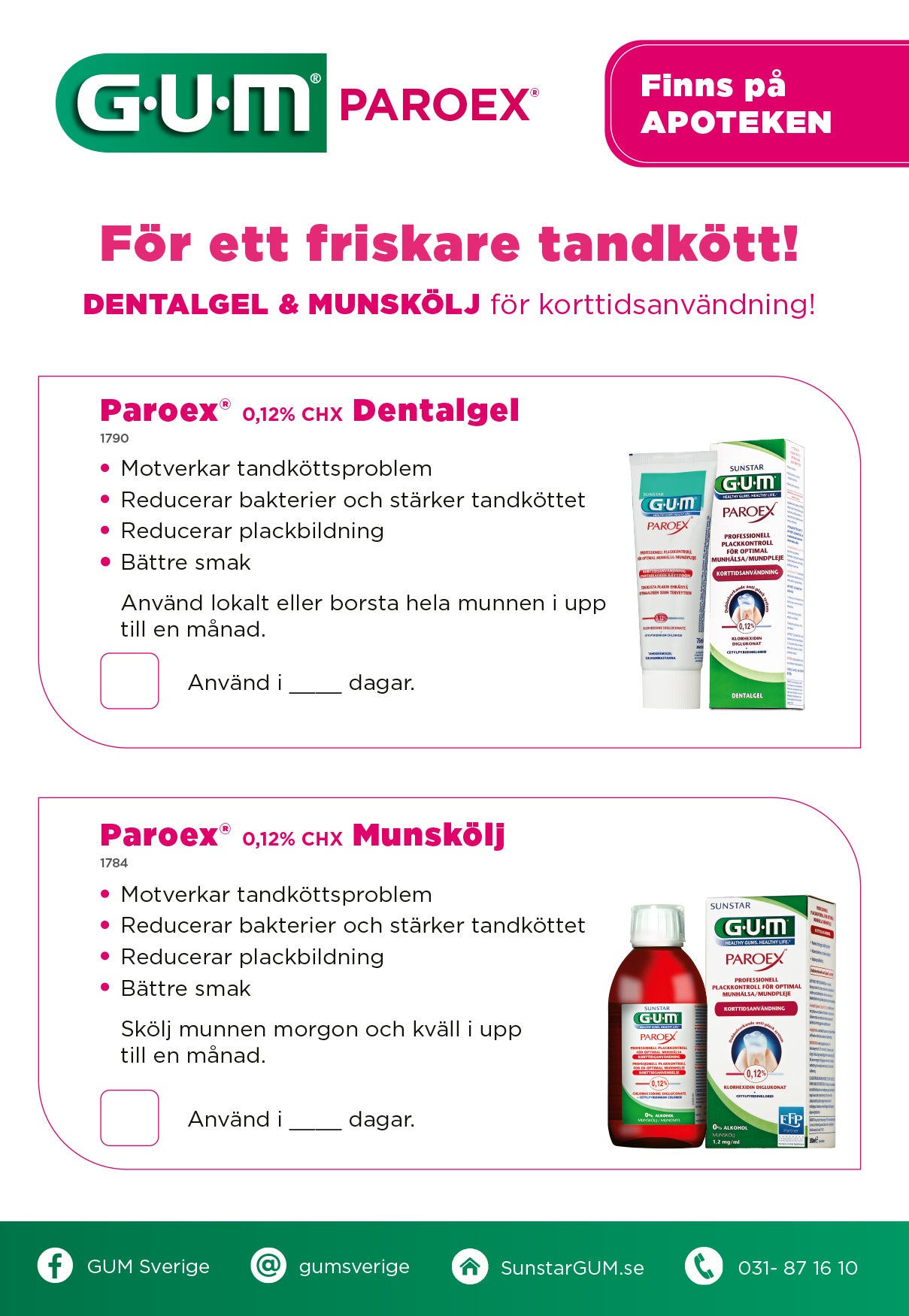 Rekommendationsblock GUM® PAROEX® klorhexidin-serien