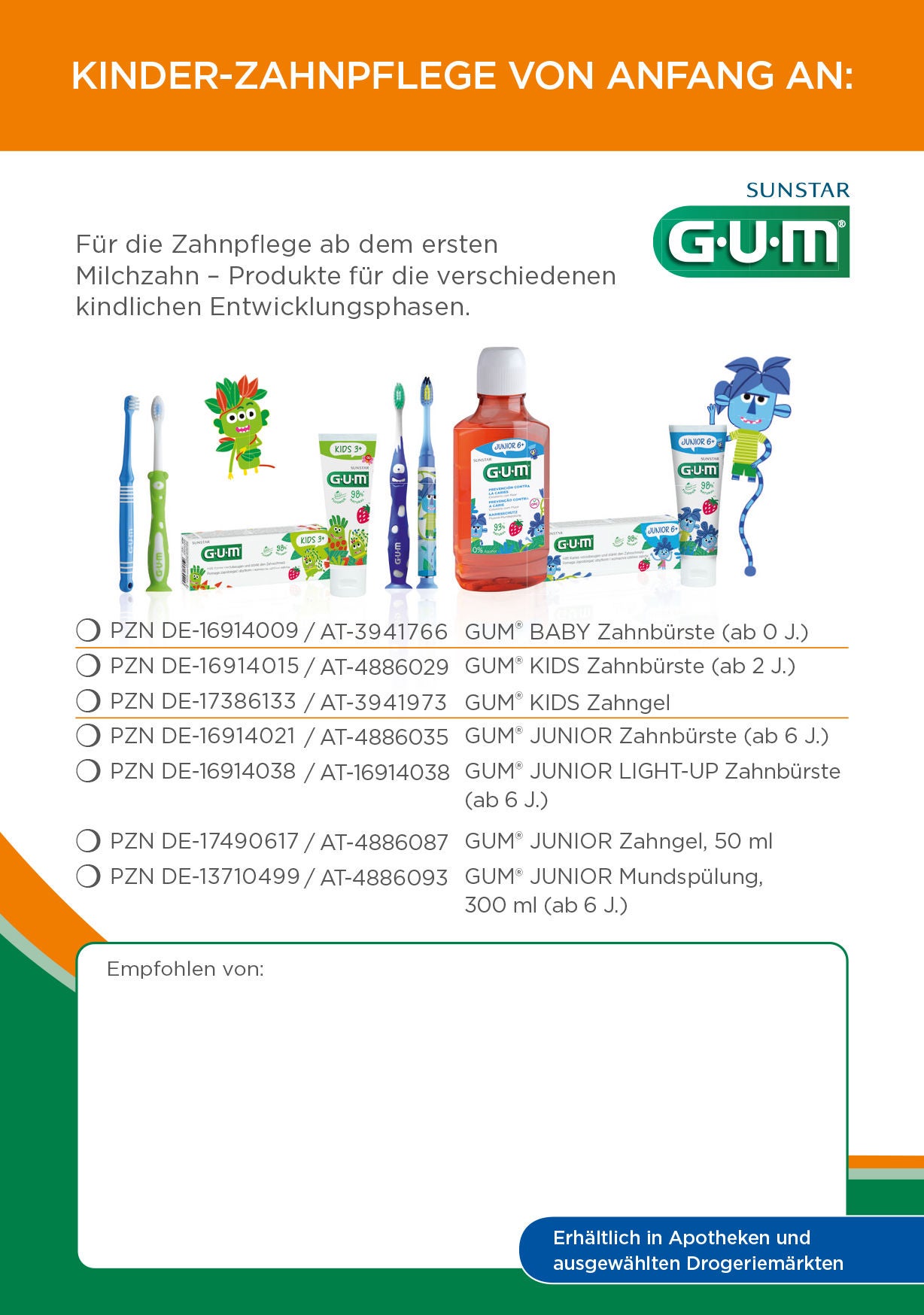Empfehlungsblock  - GUM® Kinderzahnpflege