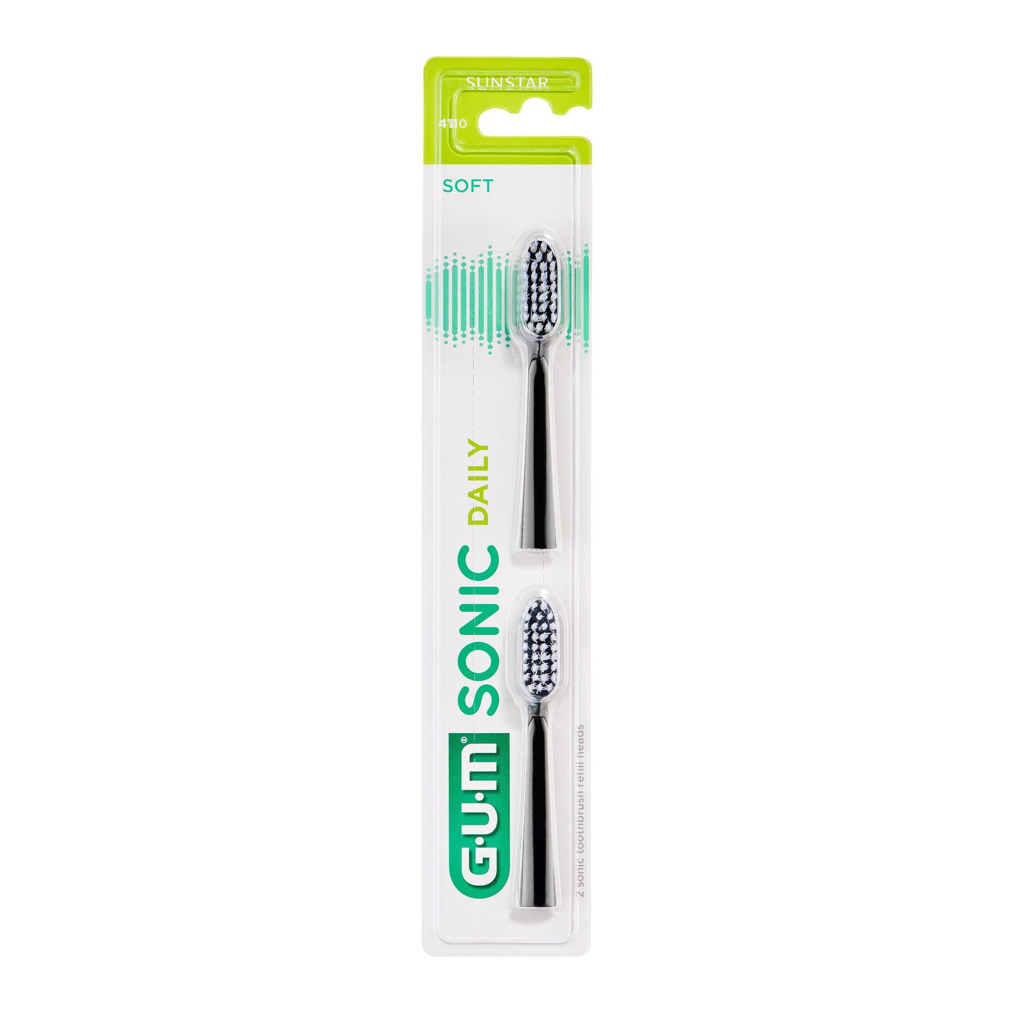 GUM® SONIC DAILY utskiftbare børster til hybridtannbørste svart