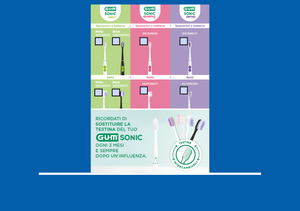 blocco prescrizione spazzolini sonici a batteria GUM SONIC