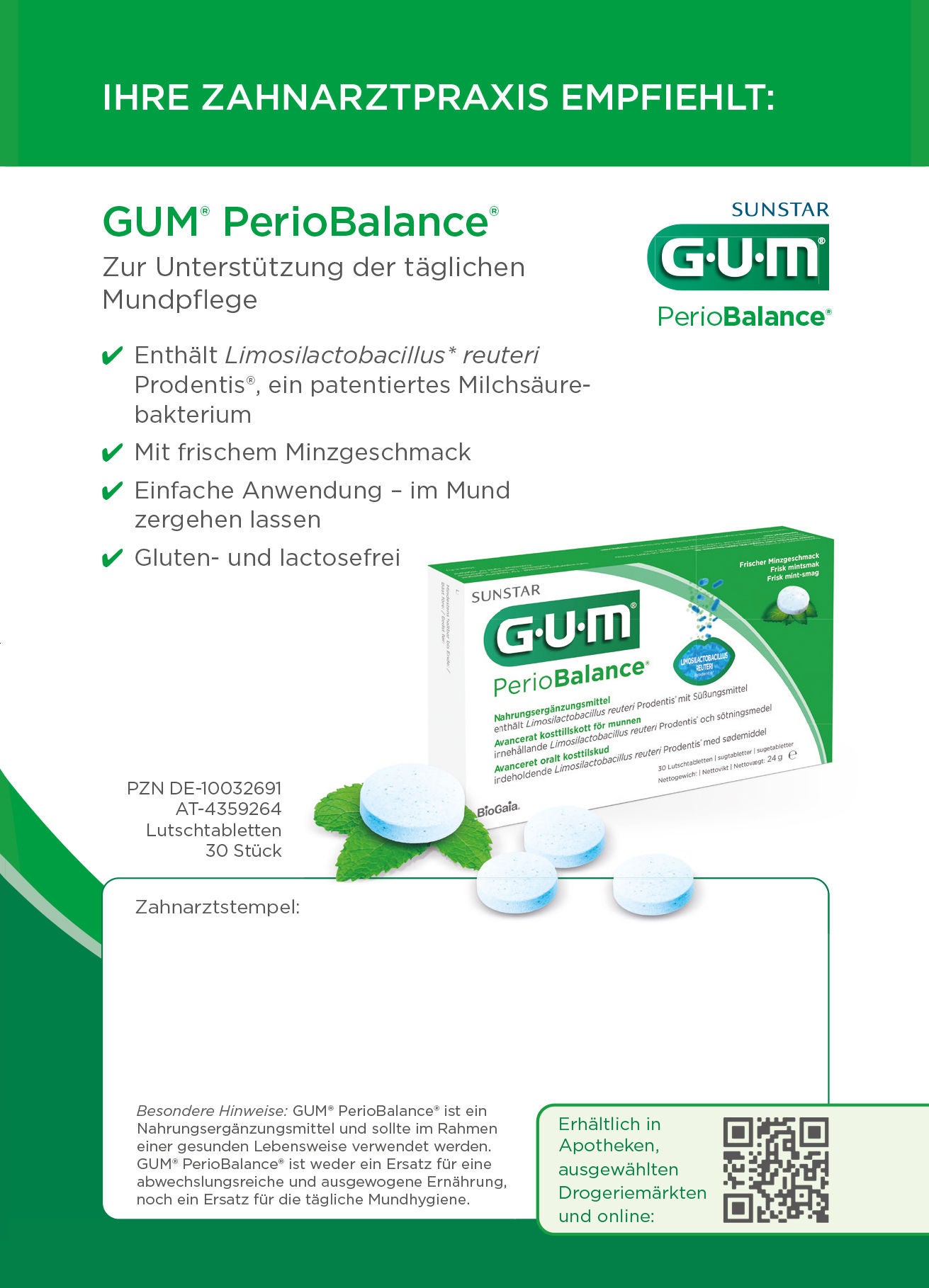 Empfehlungsblock  - GUM® PerioBalance®