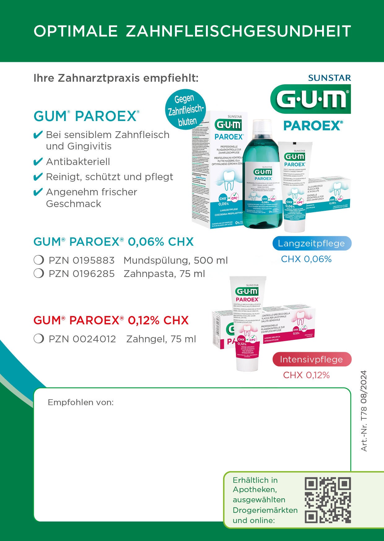 Empfehlungsblock - GUM® PAROEX®