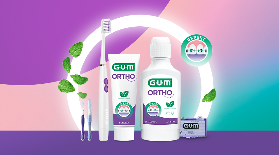 GUM ORTHO Reihe mit GUM SONIC ORTHO Zahnbürste