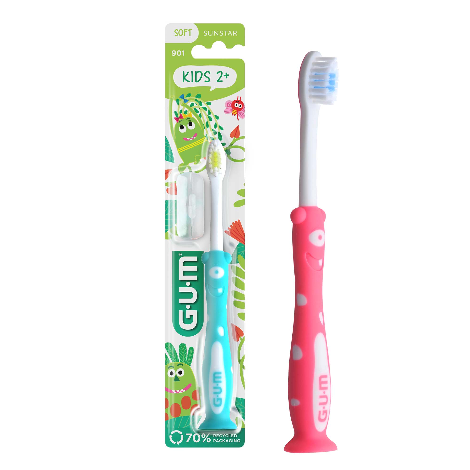 GUM Kids Toothbrush for Ages 2+ with Fun Design