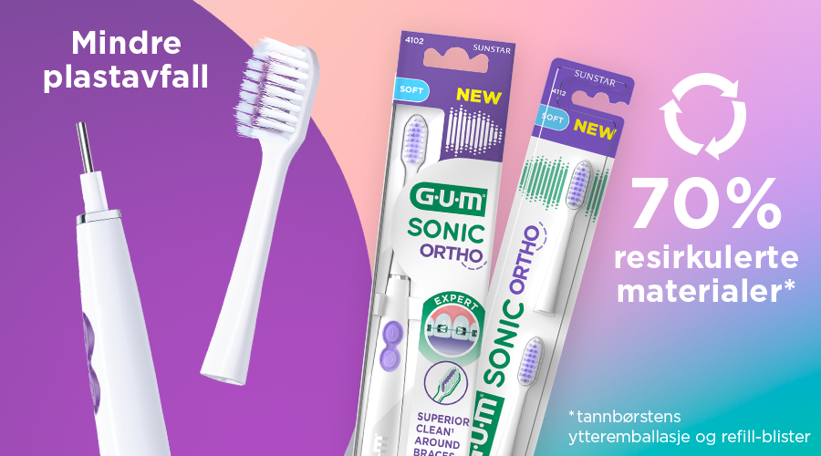 GUM SONIC ORTHO Tannbørsteemballasje og påfyllingsblister
