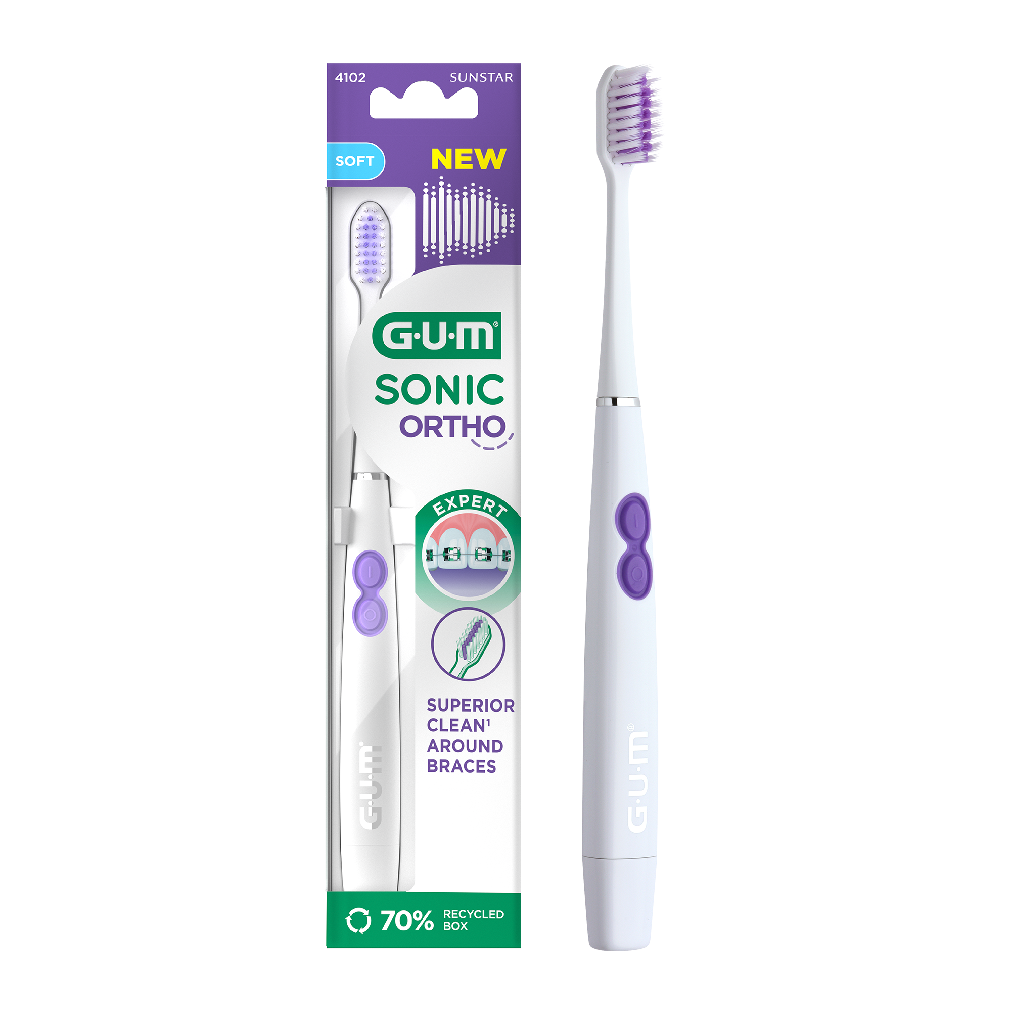 GUM Sonic Ortho Toothbrush Pack for Braces GUM Sonic Ortho Toothbrush Pack for Braces