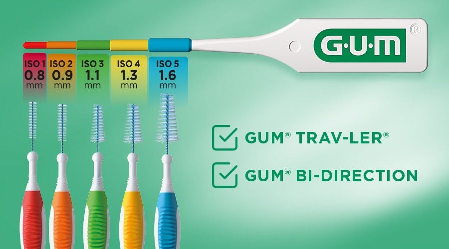 GUM-Interdentale maataanduiding met GUM TRAV-LER en ISO-maten