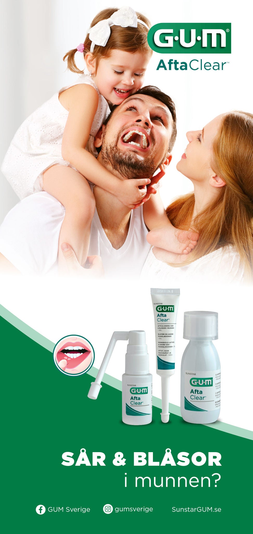 Produktfolder - GUM® AftaClear, mot sår och blåsor i munnen