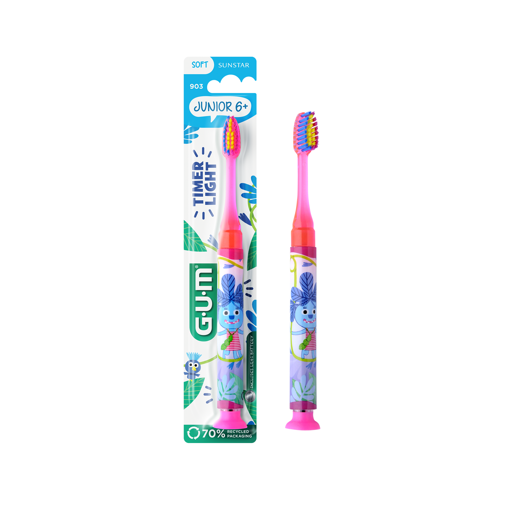 Spazzolino GUM LIGHT-UP 6+ rosa con confezione Spazzolino GUM LIGHT-UP 6+ rosa con confezione
