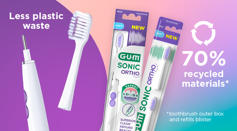 GUM SONIC ORTHO Toothbrush packaging and refill blister
