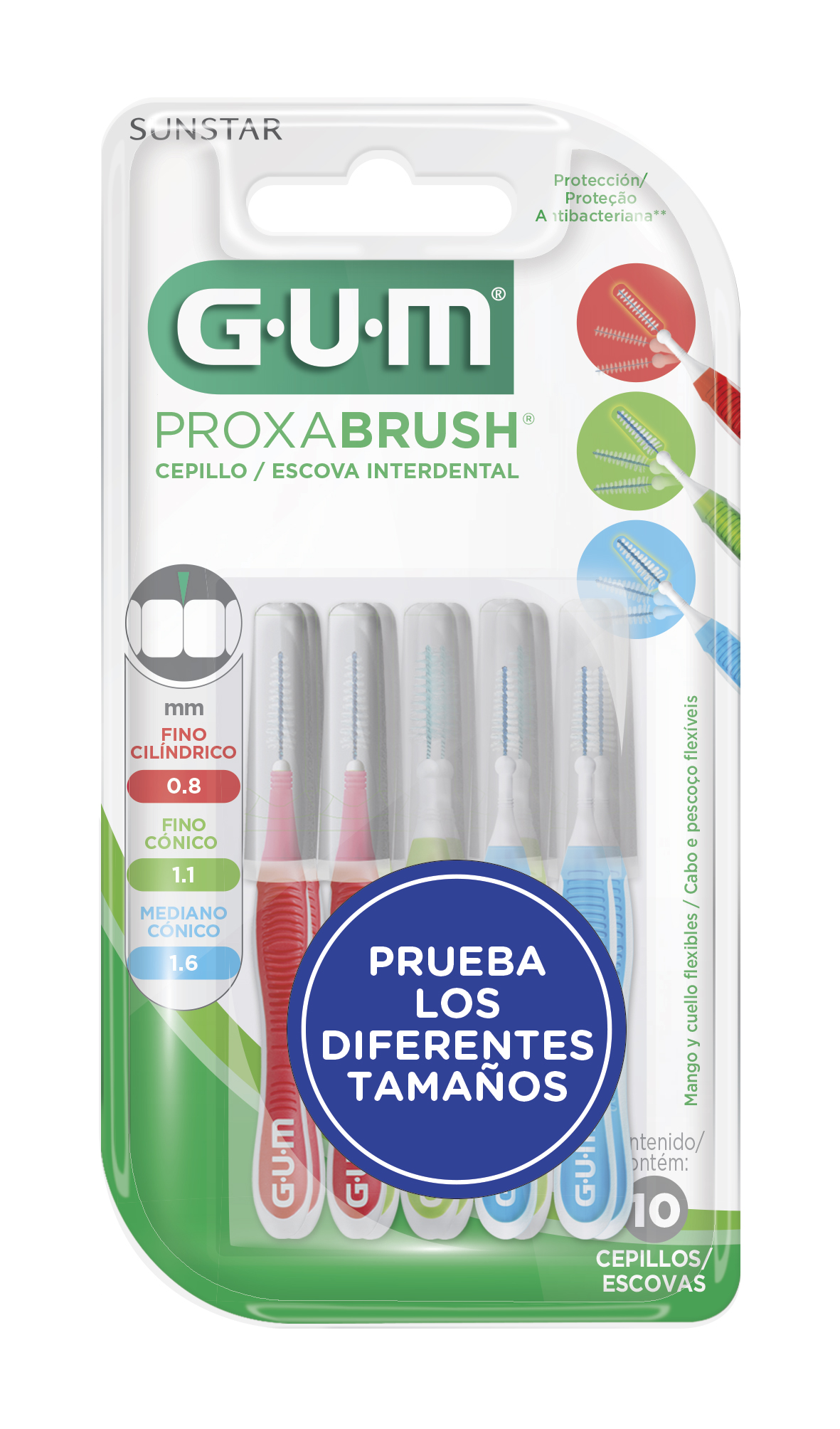 GUM PROXABRUSH Cepillos Interdentales Diferentes Tamaños