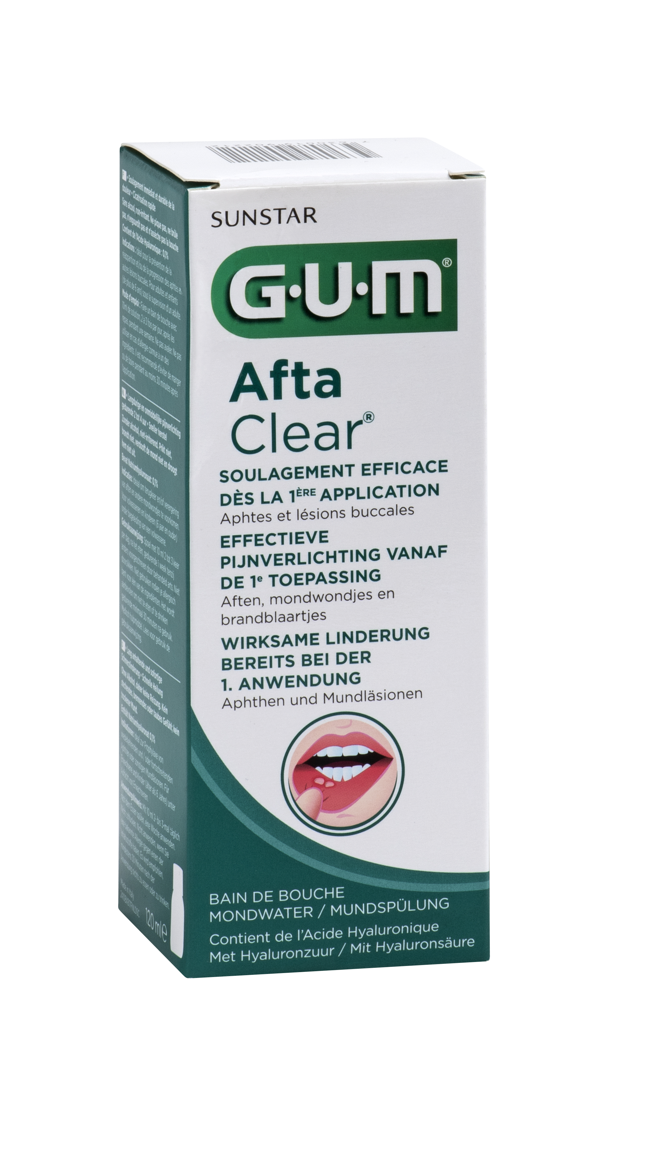GUM AftaClear Mouthrinse 120ml Box for Oral Relief