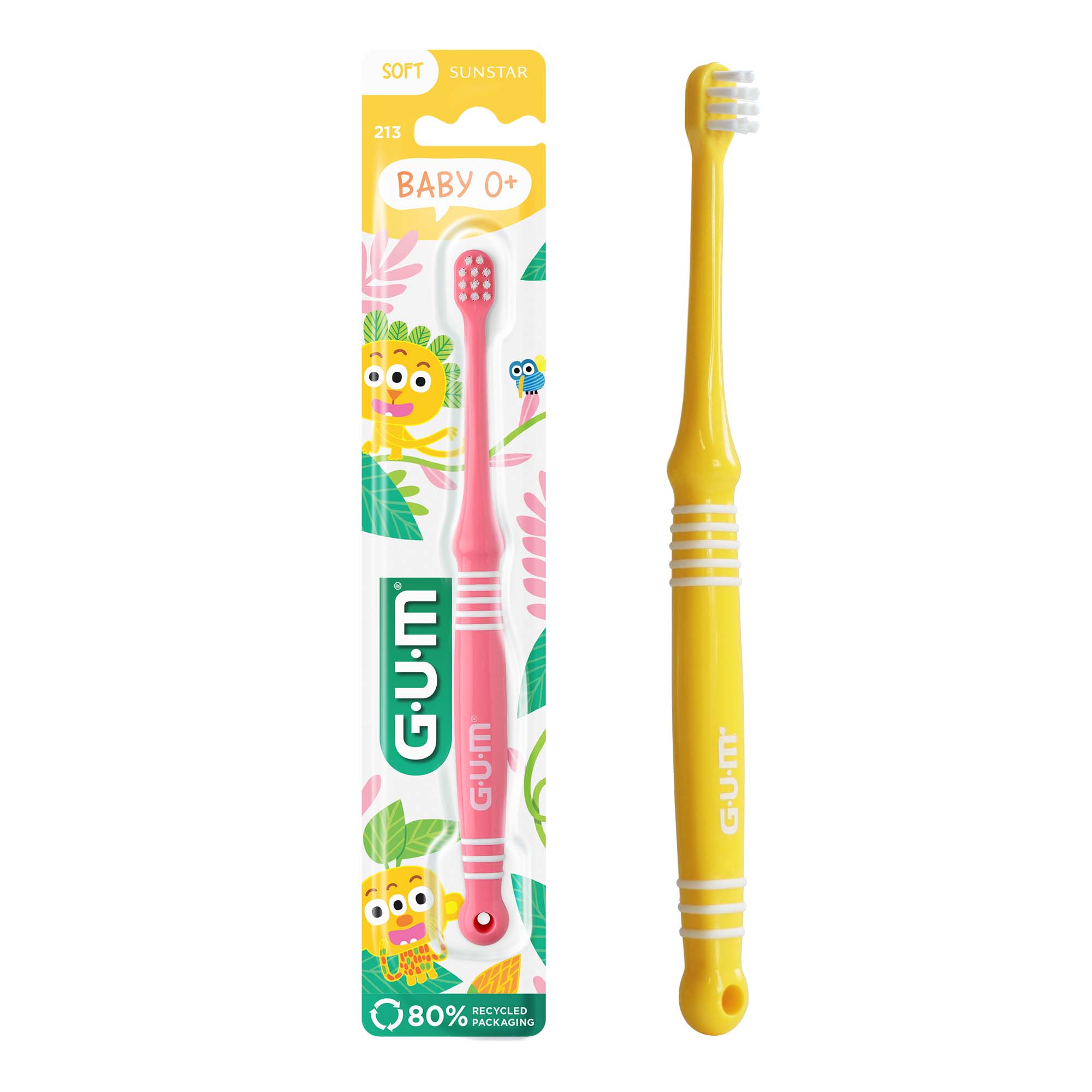 GUM Baby Toothbrush 213M2 for Ages 0+ in Yellow
