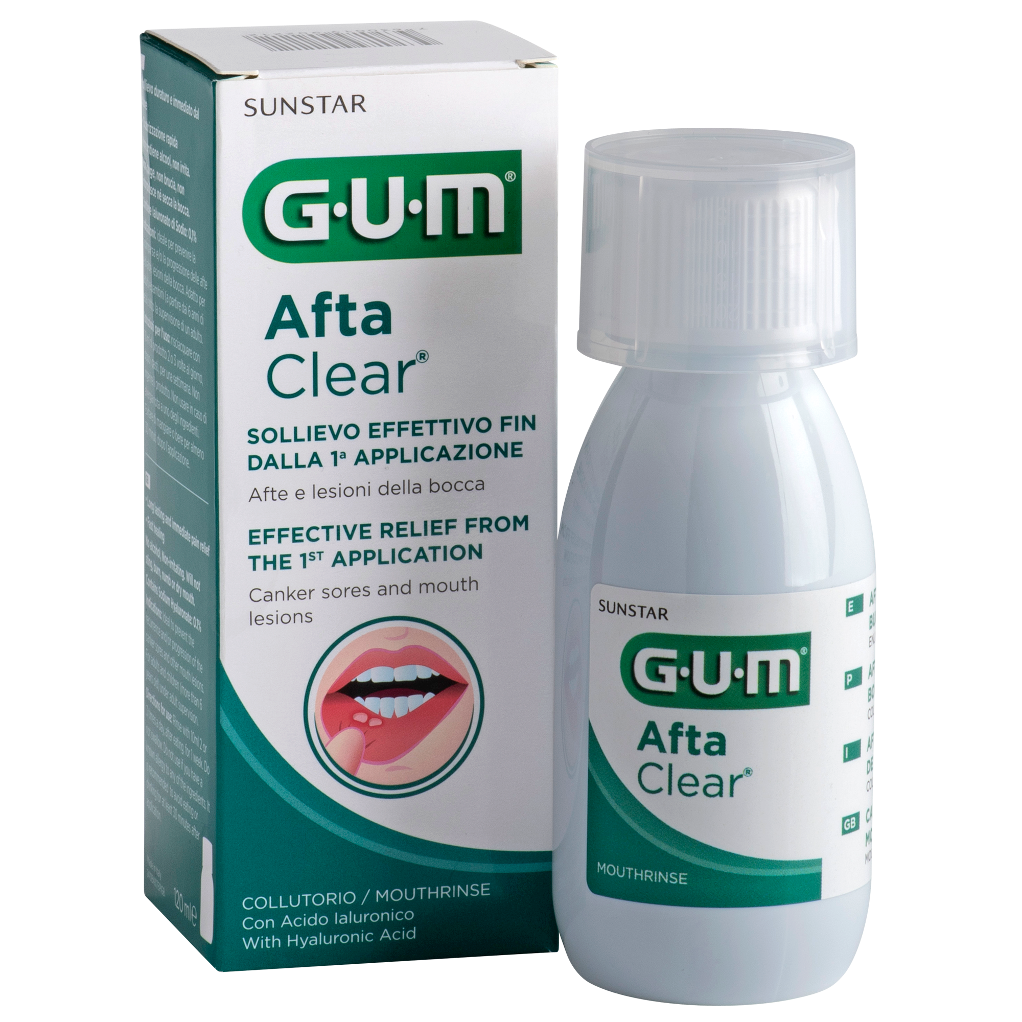 GUM AftaClear Mouthwash | Long Lasting And Immediate Pain Relief From Mouth Ulcers | 120ml